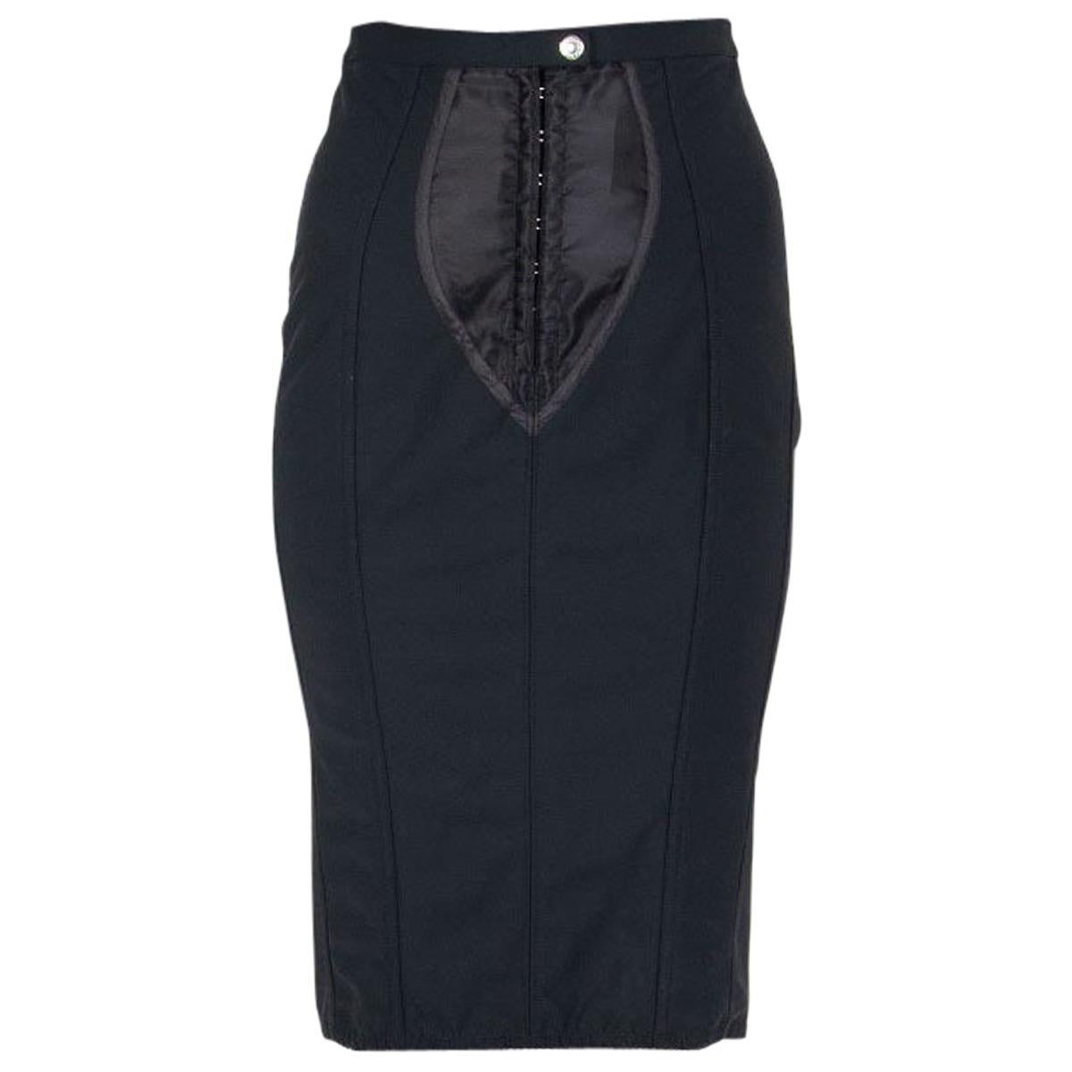 DOLCE & GABBANA black polyester PANELED PENCIL Skirt 40 S For Sale
