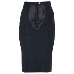 DOLCE & GABBANA black polyester PANELED PENCIL Skirt 40 S