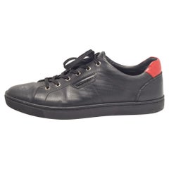 Dolce & Gabbana Schwarz Portofino Leder Low Top Turnschuhe Größe 44