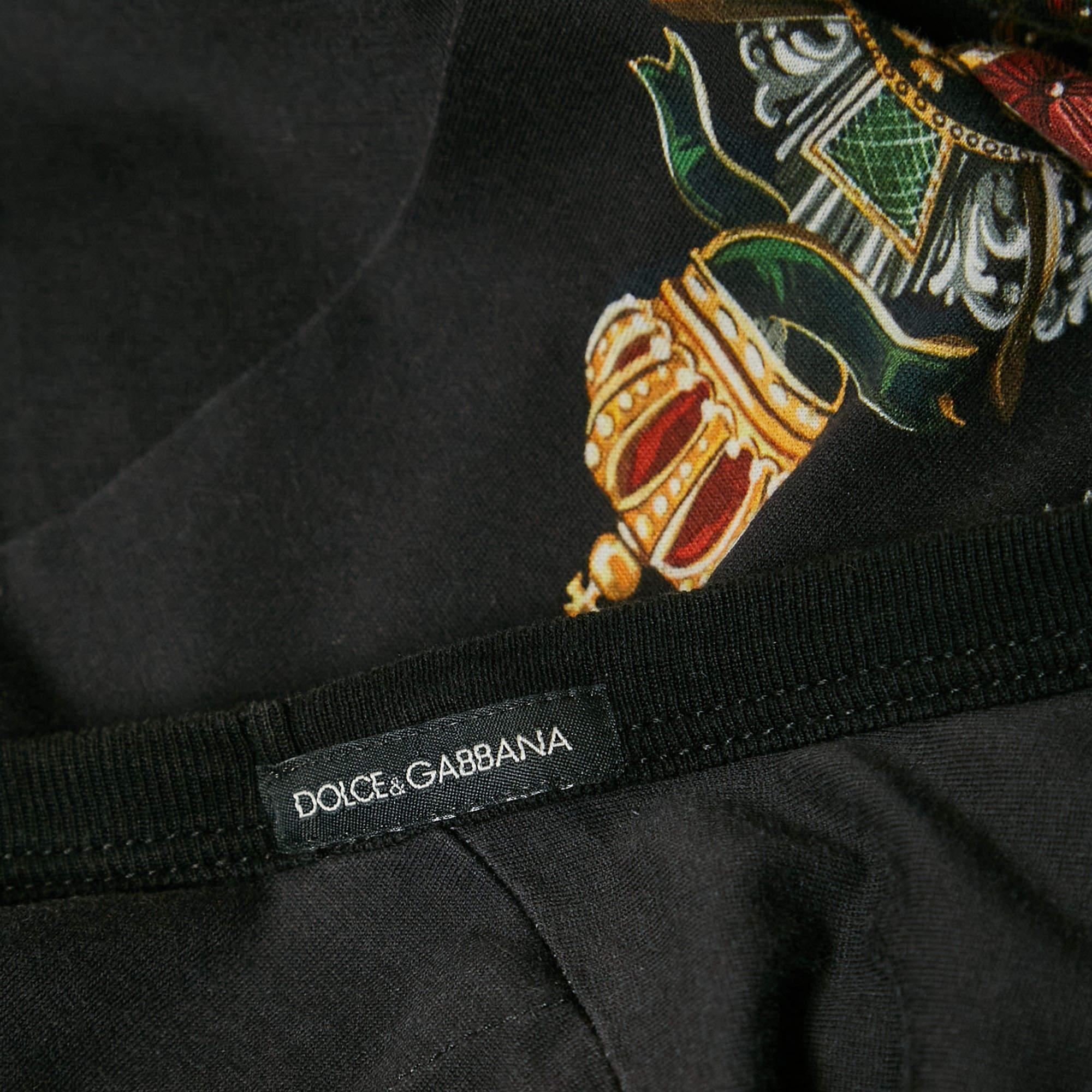 Dolce & Gabbana T-Shirt col rond en coton imprimé noir XXXL État moyen à Dubai, Al Qouz 2