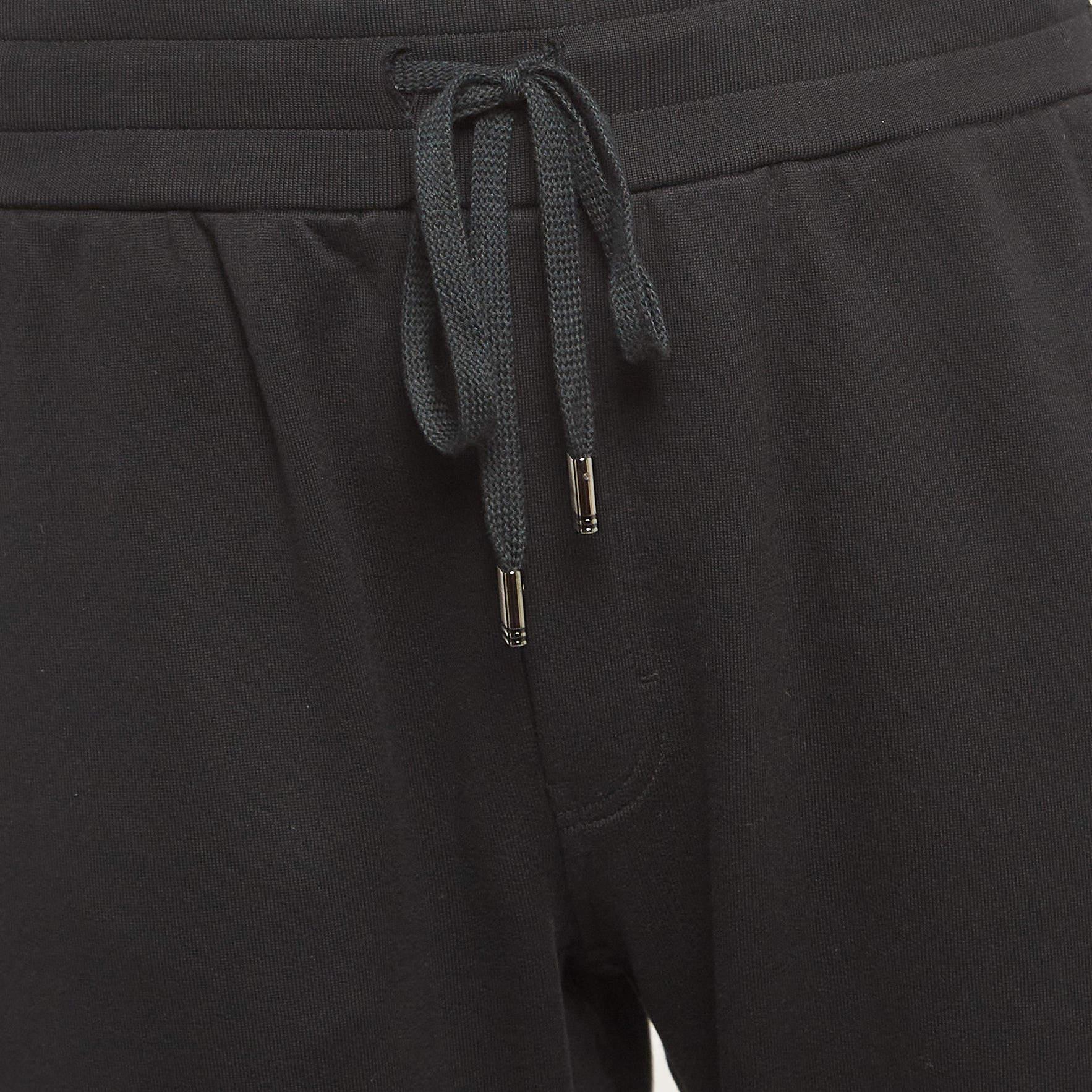 Men's Dolce & Gabbana Black Printed Cotton Track Pants L