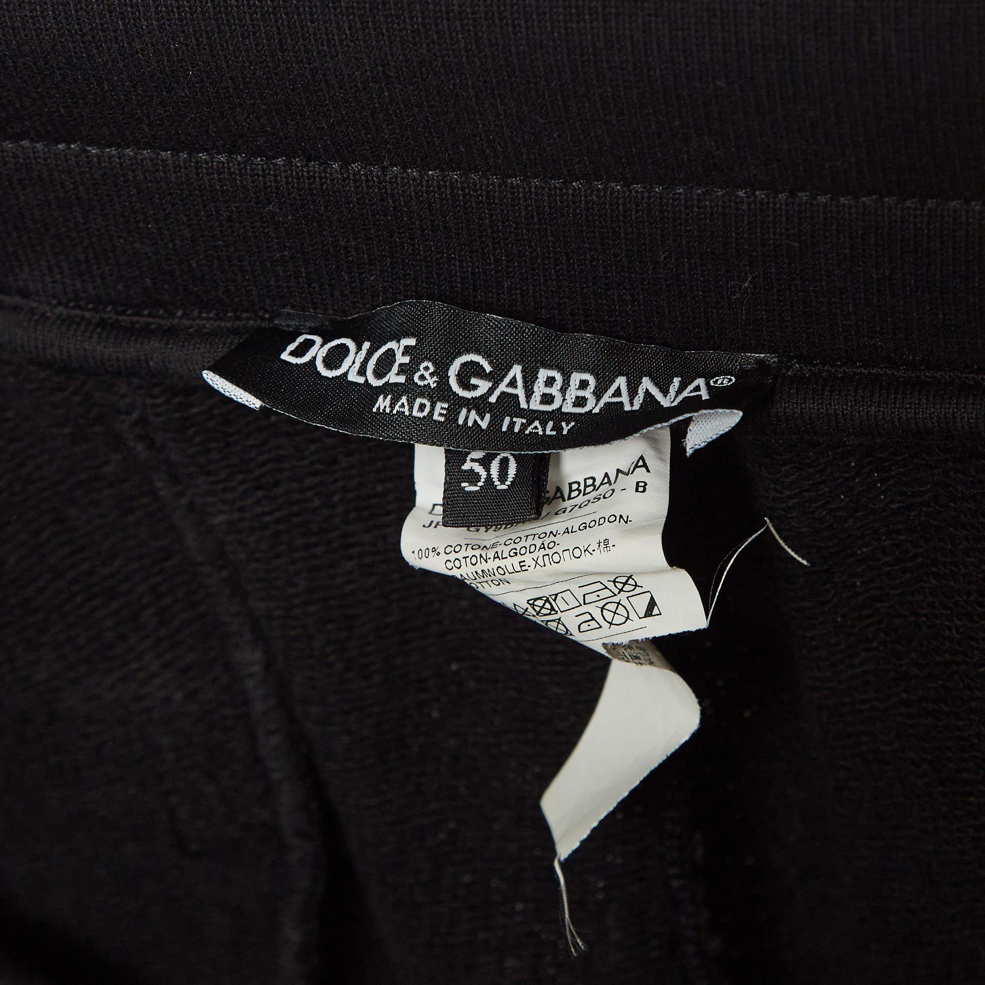 Dolce & Gabbana Black Printed Cotton Track Pants L 1