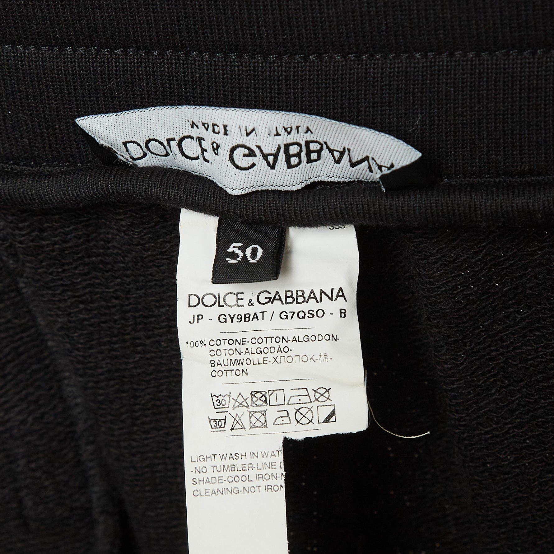 Dolce & Gabbana Black Printed Cotton Track Pants L 2
