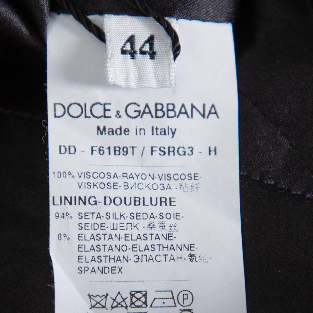 Dolce & Gabbana Black Printed Crepe Sheath Dress M 1