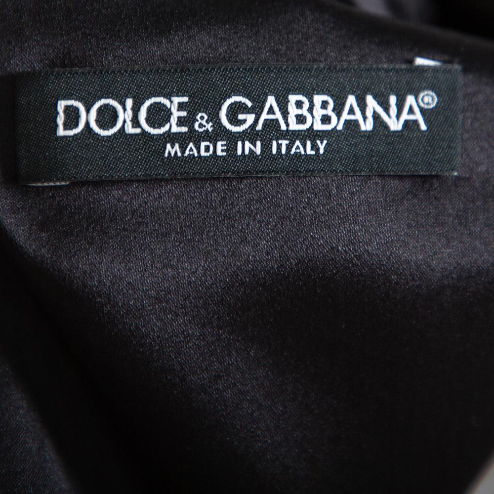 Dolce & Gabbana Black Printed Crepe Sheath Dress M 2