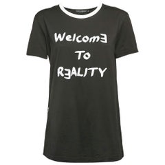 Dolce 
Gabbana Schwarz Bedrucktes Jersey T-Shirt mit Rundhalsausschnitt S