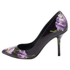 Dolce & Gabbana Black/Purple Floral Print Leather Pointed Toe Pumps Size 38