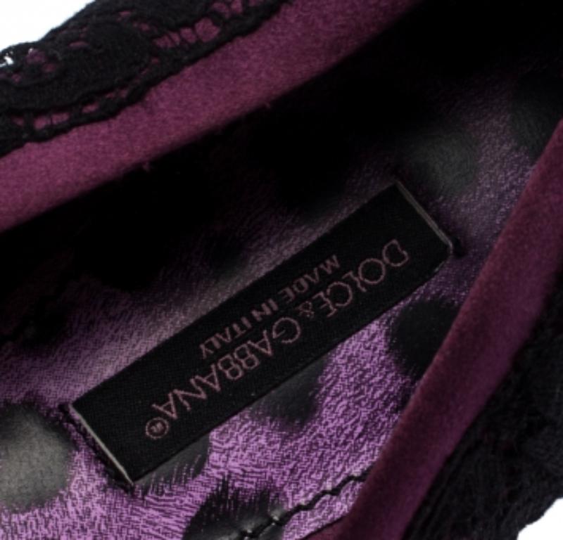 Bailarinas de encaje y raso Dolce & Gabbana Negro/Morado Talla 39 en venta 1