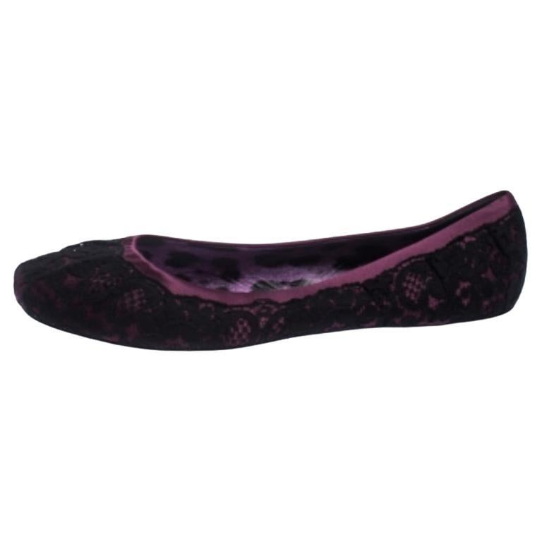 Bailarinas de encaje y raso Dolce & Gabbana Negro/Morado Talla 39
