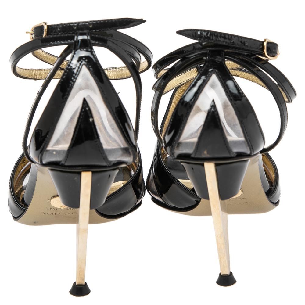 Dolce & Gabbana Black PVC And Leather Strappy Sandals Size 37 2