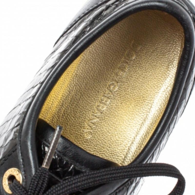Dolce & Gabbana Black Python Embossed And Leather Low Top Sneakers Size 41 For Sale 2