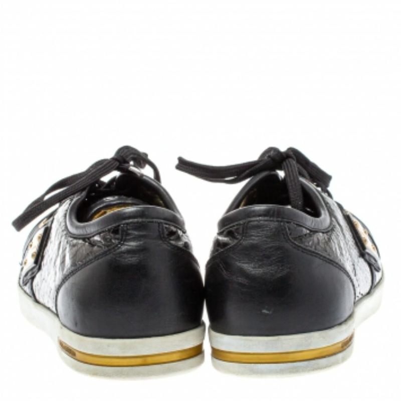 Dolce & Gabbana Black Python Embossed And Leather Low Top Sneakers Size 41 For Sale 4
