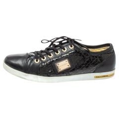 Dolce & Gabbana Black Python Embossed And Leather Low Top Sneakers Size 41