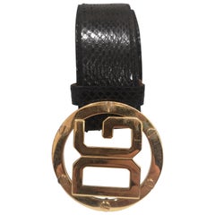 Dolce & Gabbana black python skin leather belt 