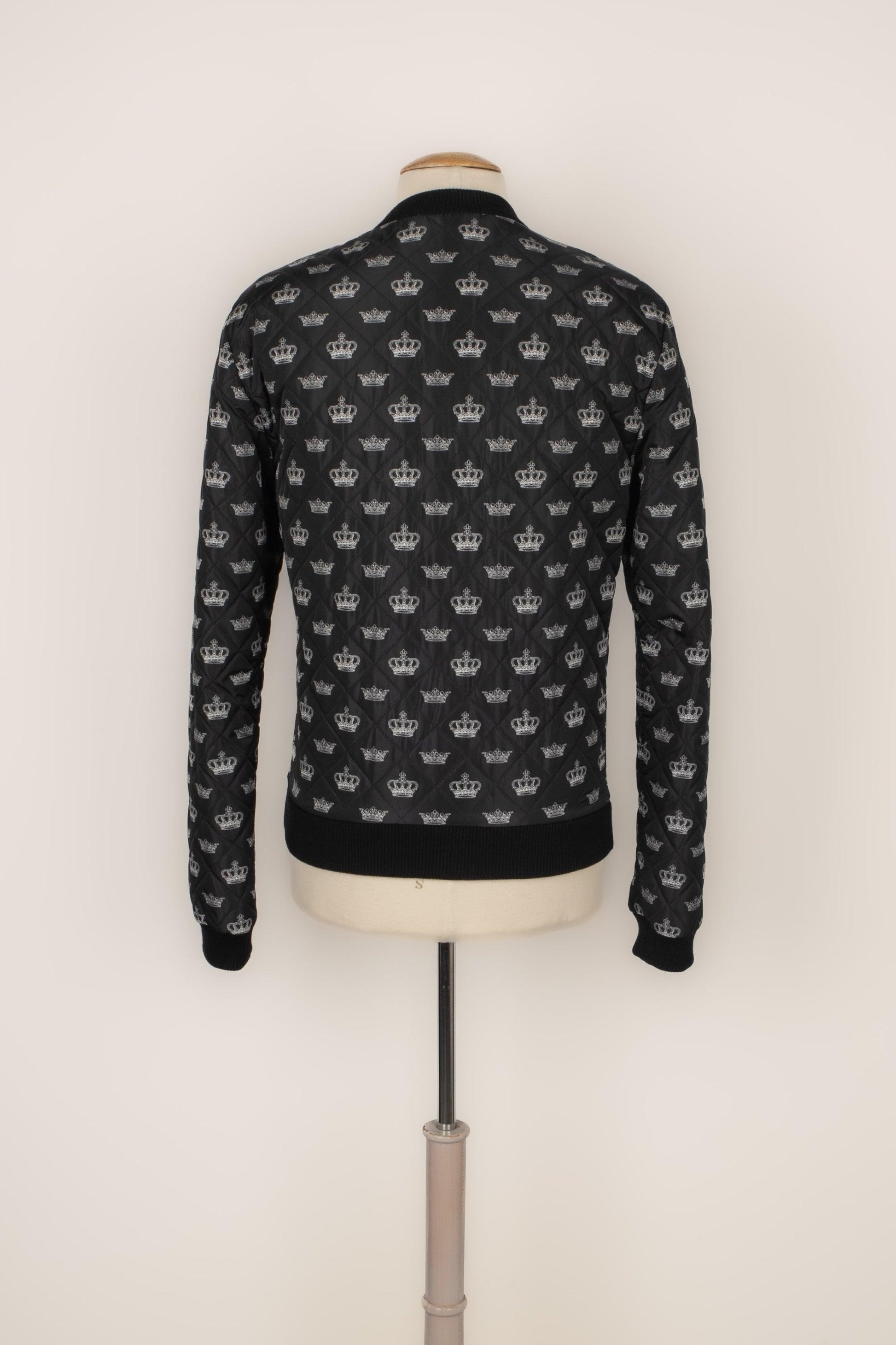 Dolce & Gabbana Black Quilted Bomber Jacket In Excellent Condition For Sale In SAINT-OUEN-SUR-SEINE, FR