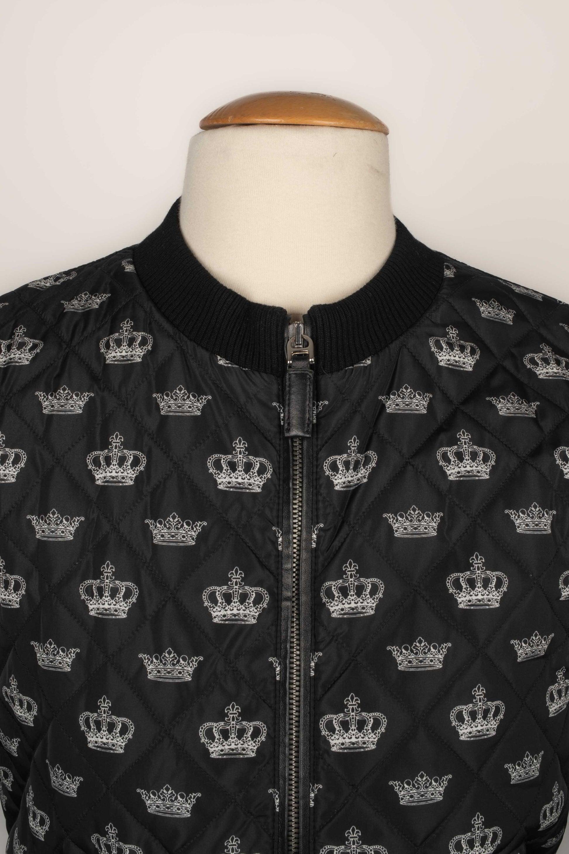 Dolce & Gabbana Black Quilted Bomber Jacket For Sale 1