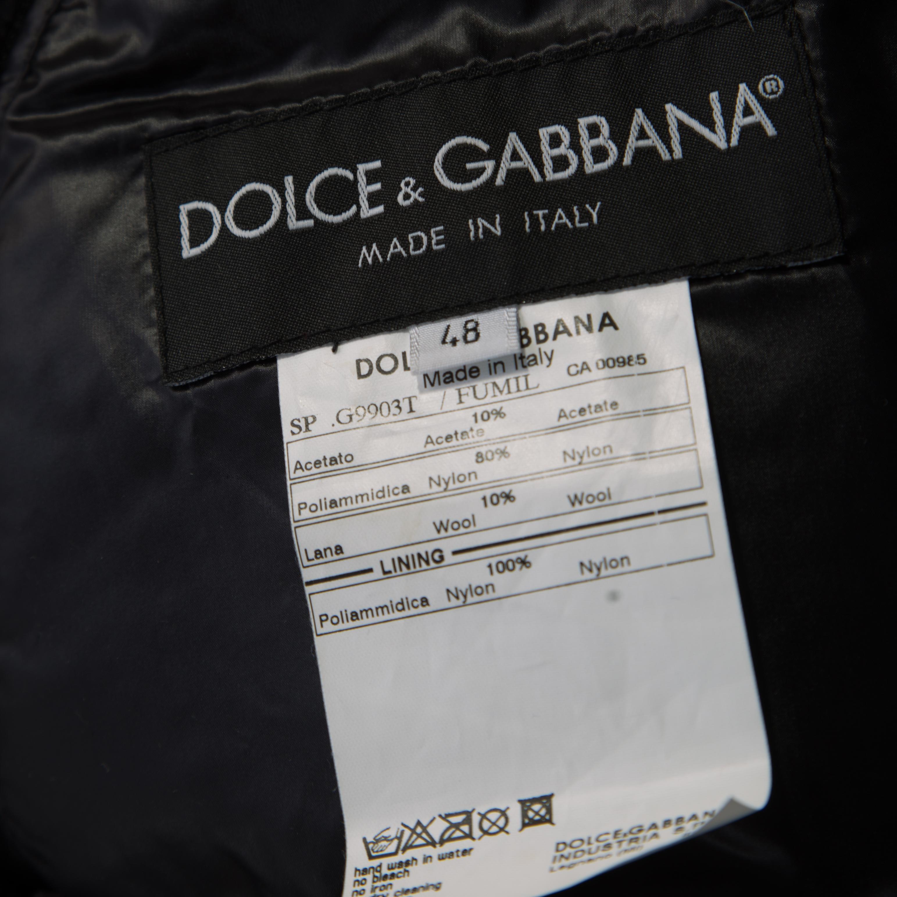 Dolce & Gabbana Black Quilted Bomber Jacket M In Good Condition In Dubai, Al Qouz 2