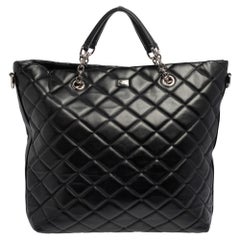 Dolce & Gabbana Black Quilted Leather Chain Shopper Tote