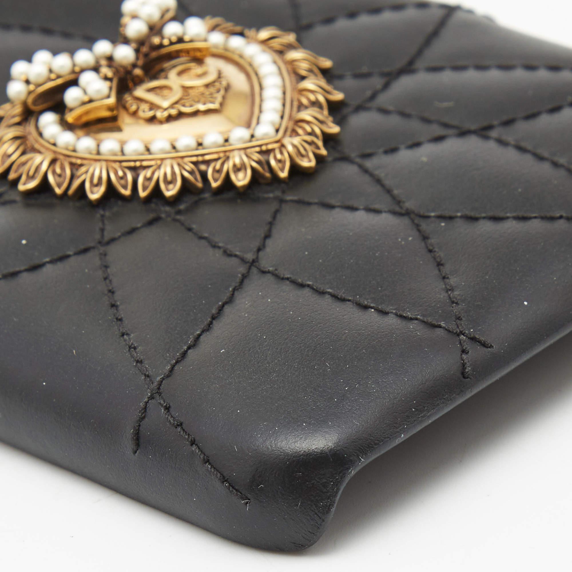 Women's Dolce & Gabbana Black Quilted Leather Devotion iPhone XS Cover For Sale