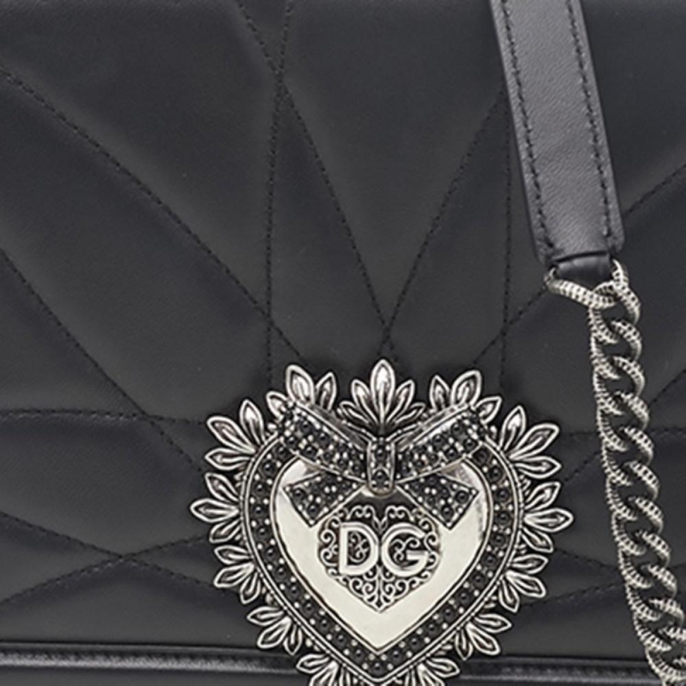 Women's Dolce & Gabbana Black Quilted Leather Devotion Shoulder Bag