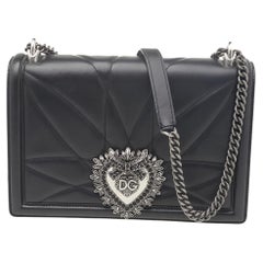 Dolce & Gabbana Black Quilted Leather Devotion Shoulder Bag