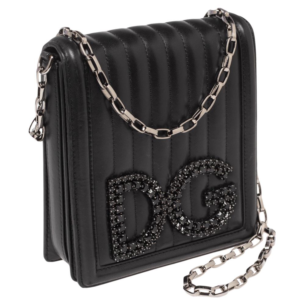 Women's Dolce & Gabbana Black Quilted Leather DG Girls Shoulder Bag