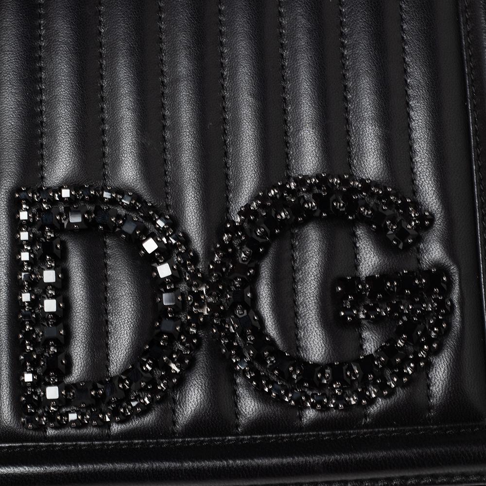 Dolce & Gabbana Black Quilted Leather DG Girls Shoulder Bag 4