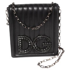 Dolce & Gabbana Black Quilted Leather DG Girls Shoulder Bag