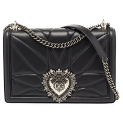 Dolce & Gabbana Black Quilted Leather Large Devotion Shoulder Bag