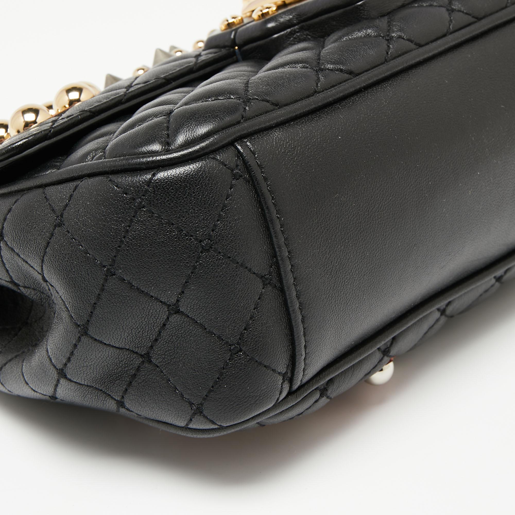 Dolce & Gabbana Black Quilted Leather Lucia Embellished Shoulder Bag 6