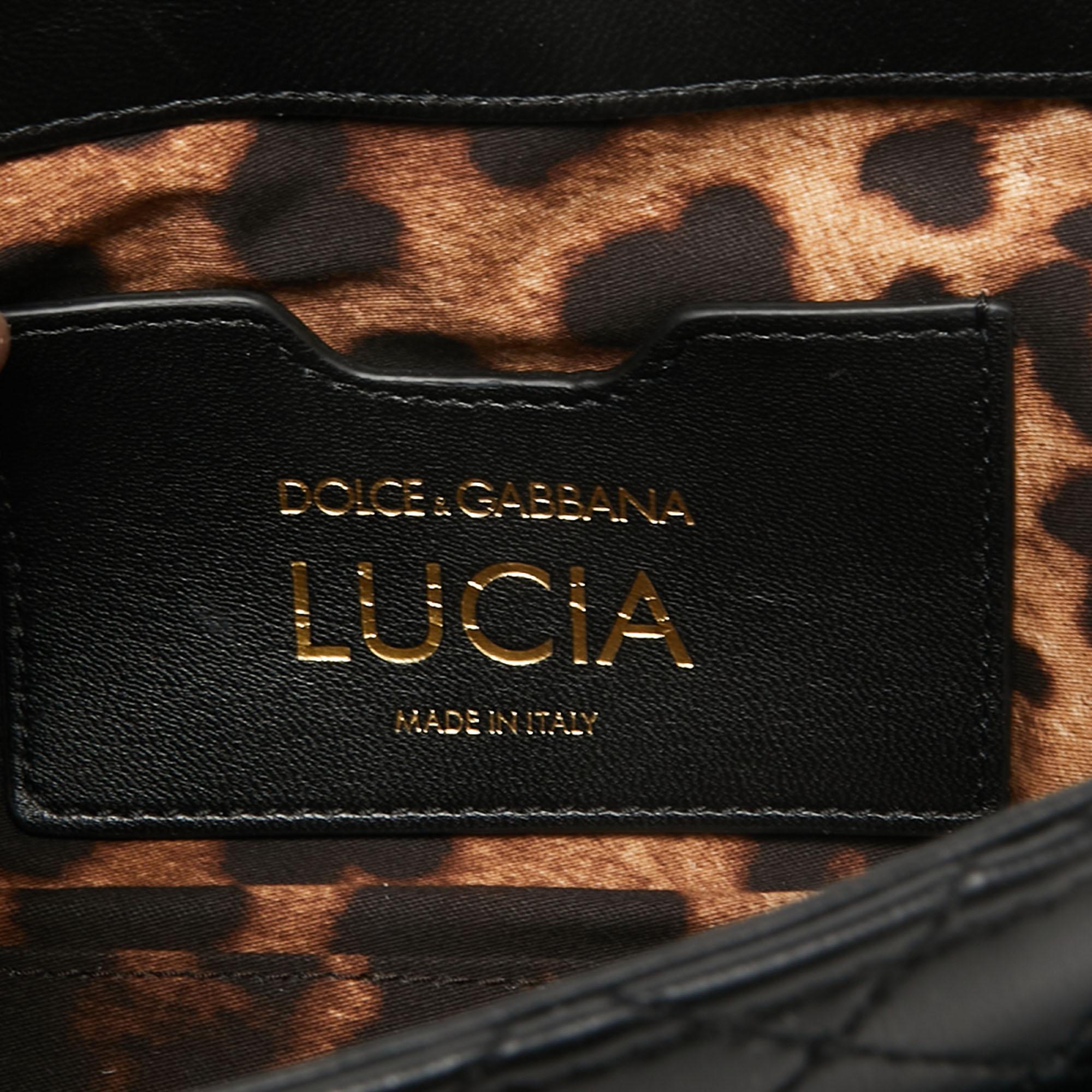 Dolce & Gabbana Black Quilted Leather Lucia Embellished Shoulder Bag 7
