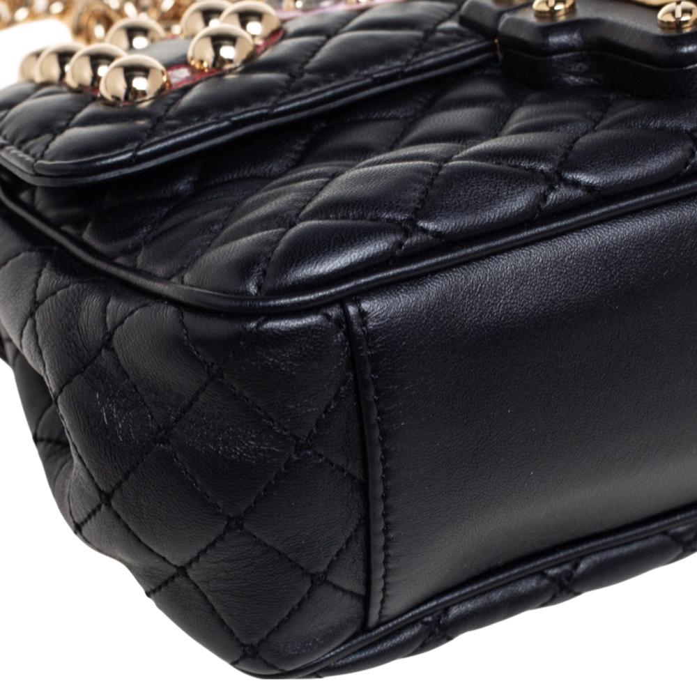 Women's Dolce & Gabbana Black Quilted Leather Lucia Embellished Shoulder Bag