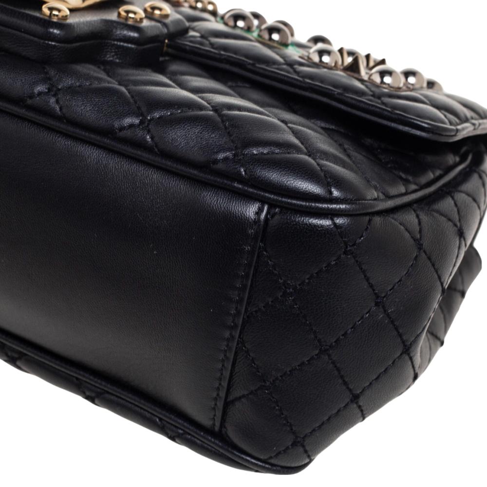 Dolce & Gabbana Black Quilted Leather Lucia Embellished Shoulder Bag 1