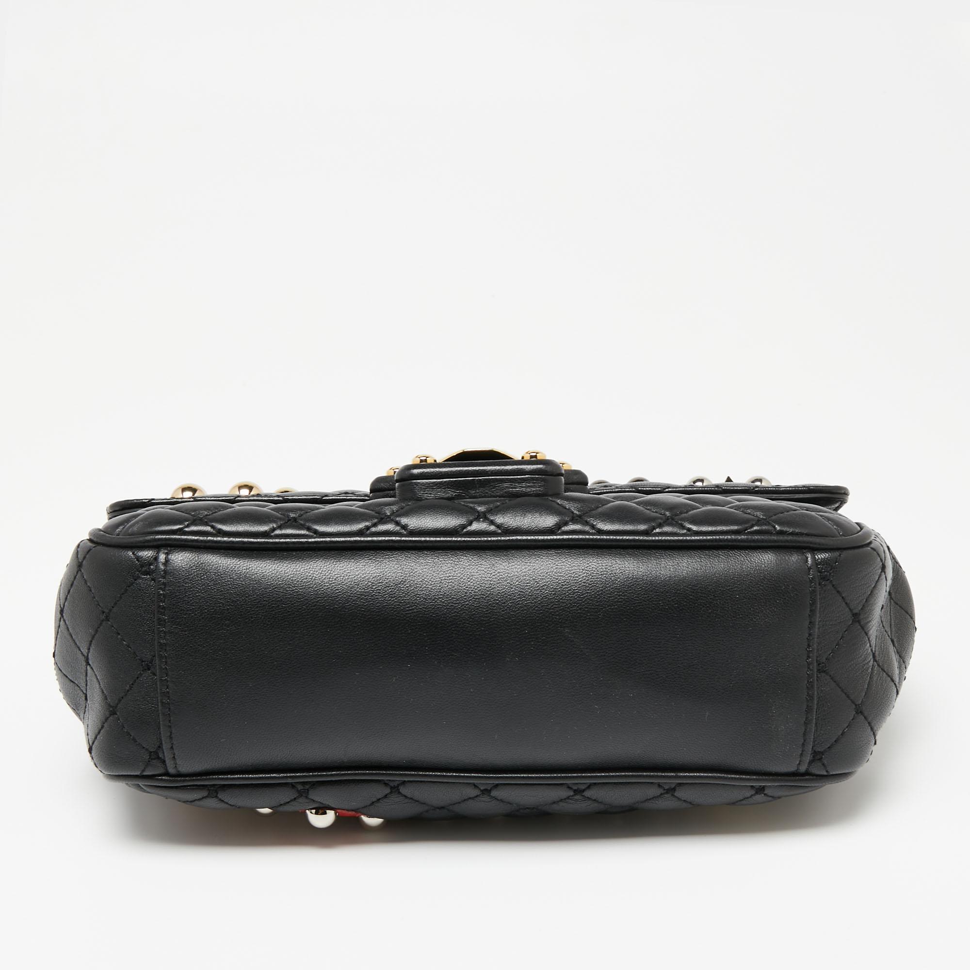 Dolce & Gabbana Black Quilted Leather Lucia Embellished Shoulder Bag 1