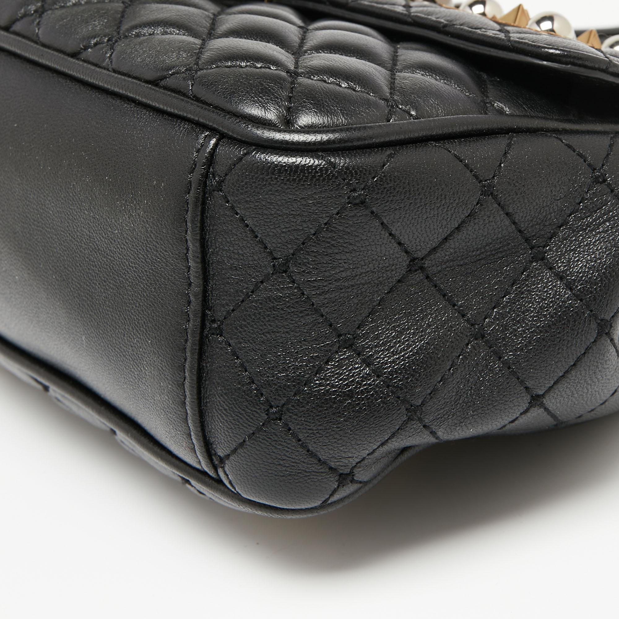 Dolce & Gabbana Black Quilted Leather Lucia Embellished Shoulder Bag 5