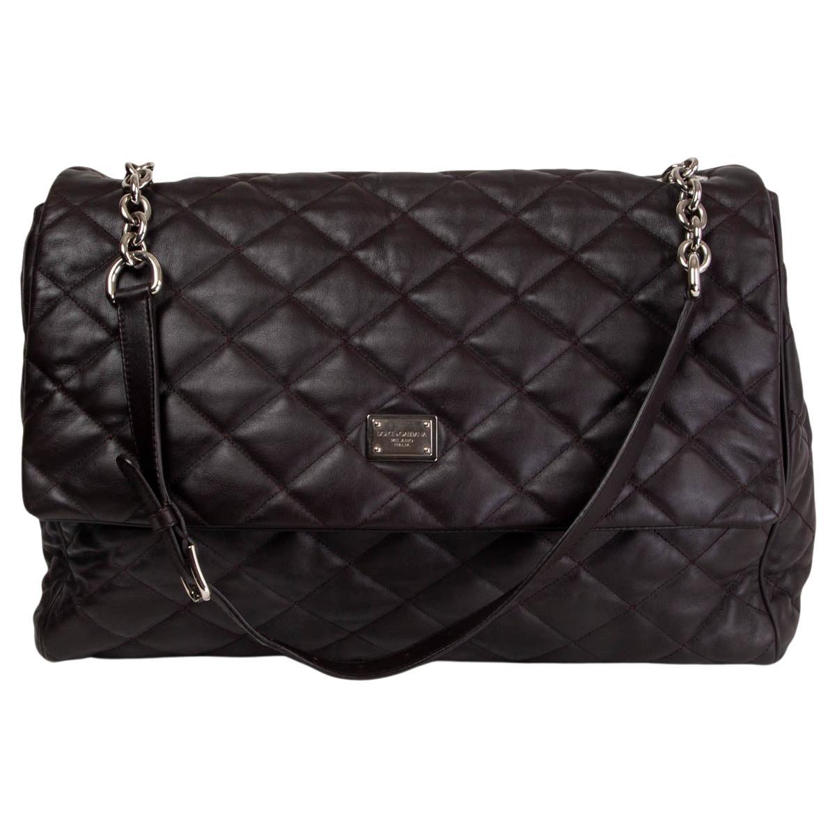 DOLCE and GABBANA black quilted leather MISS KATE Flap Shoulder Bag