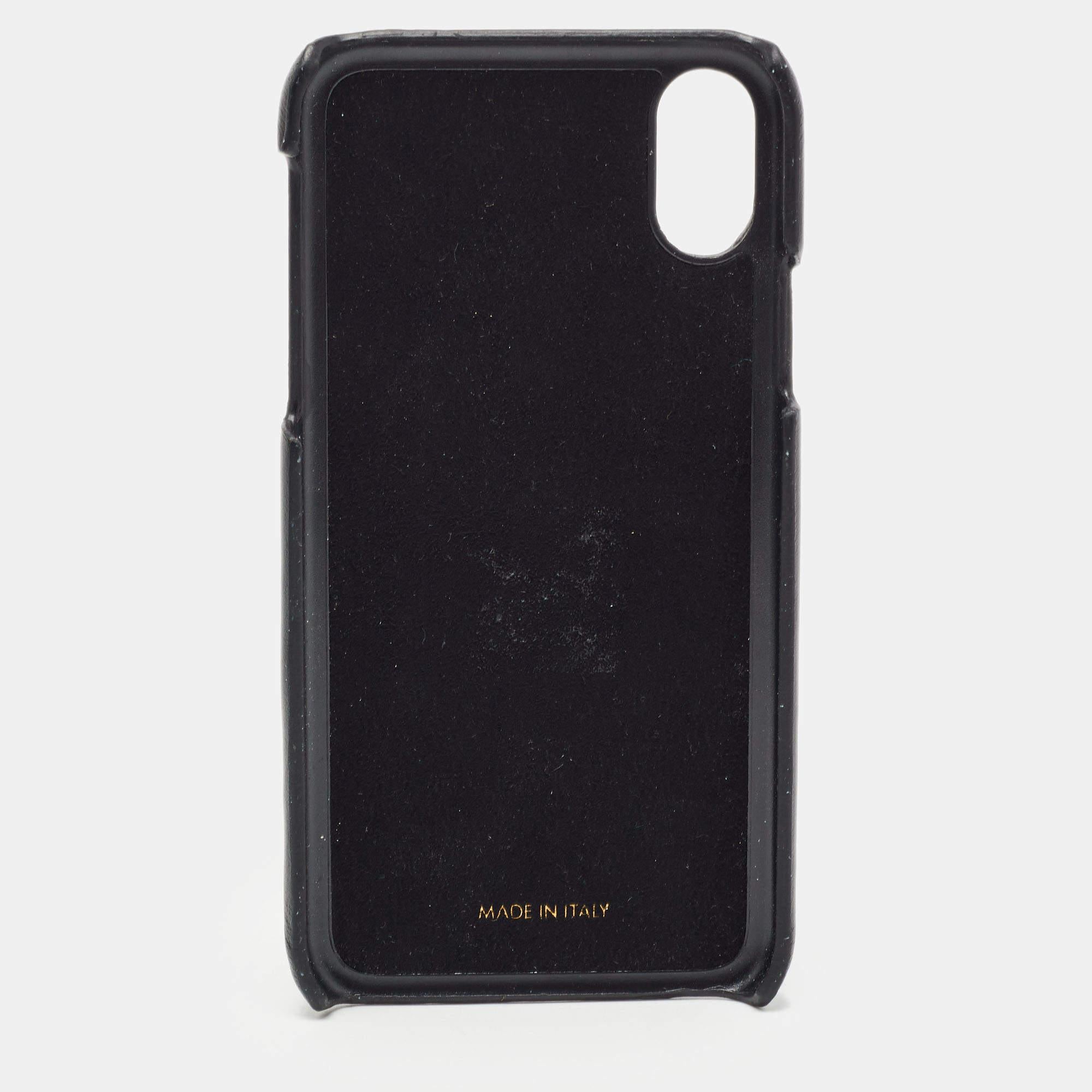 This cover from Dolce and Gabbana is for iPhone X users. It is made from leather and features the famous Sacred Heart motif on a quilted base. The case has been designed to protect your phone while complementing your style at the same time.