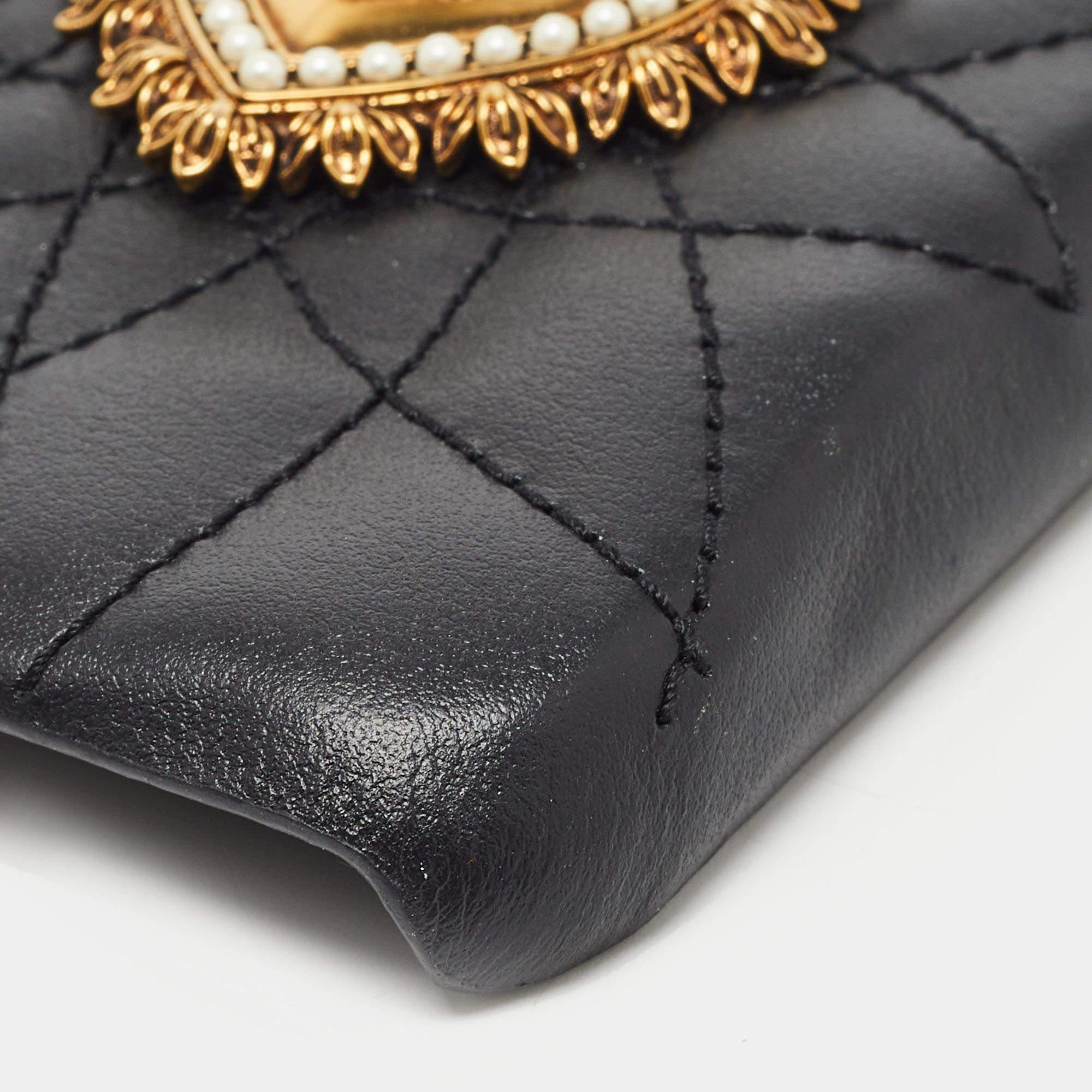 Women's Dolce & Gabbana Black Quilted Leather Sacred Heart iPhone X Case For Sale