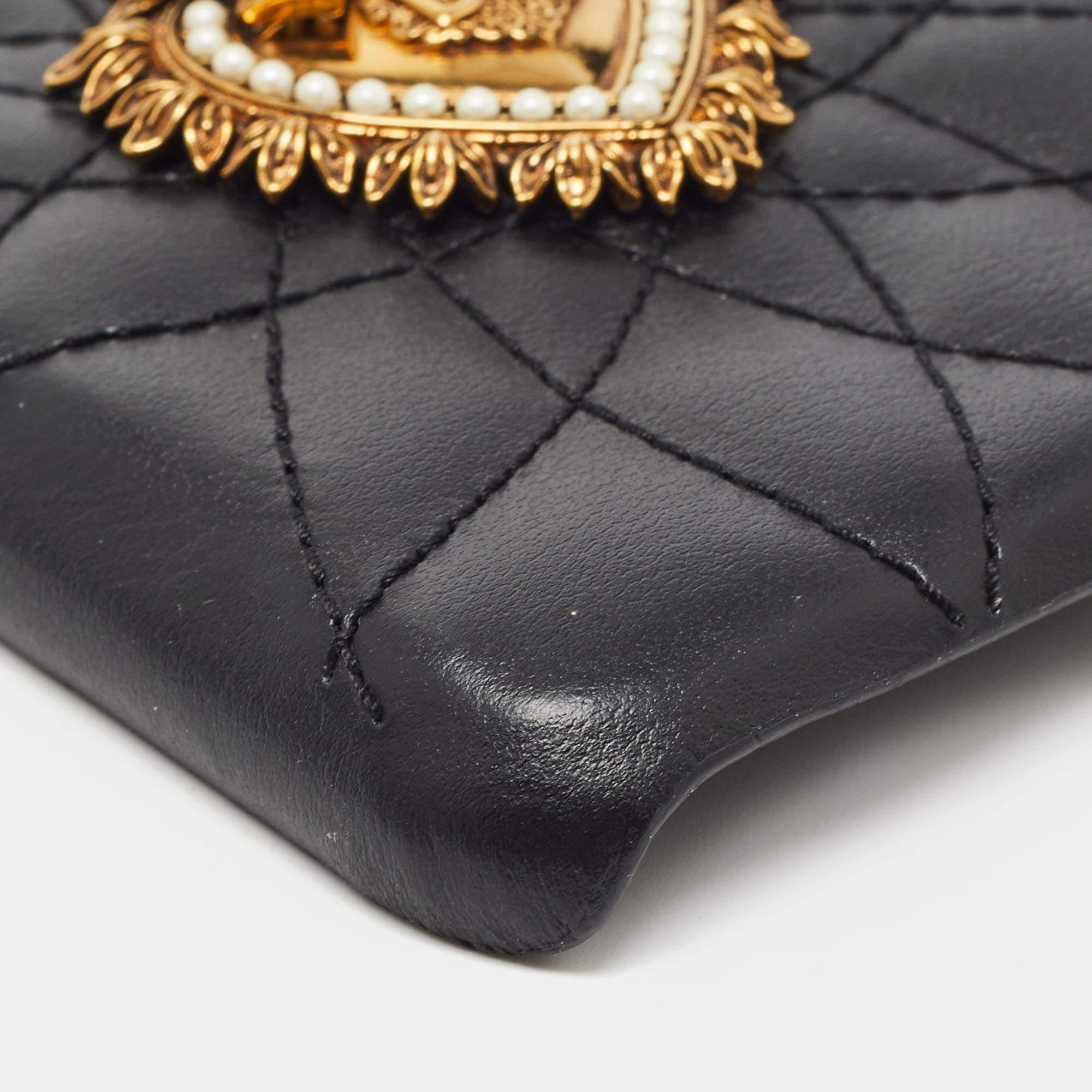 Dolce & Gabbana Black Quilted Leather Sacred Heart iPhone X Case For Sale 1