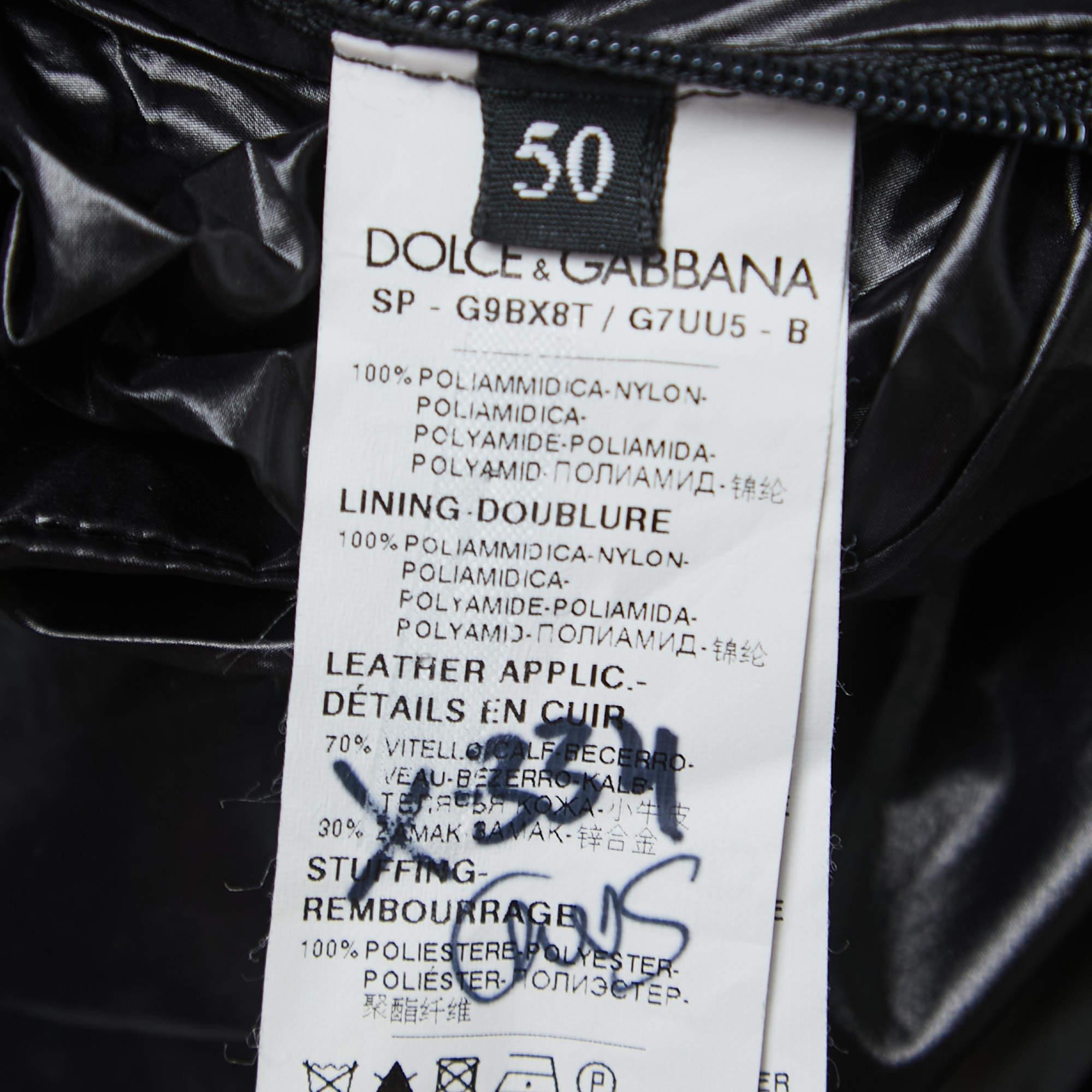 Dolce & Gabbana Black Quilted Nylon Bomber Jacket L In Good Condition In Dubai, Al Qouz 2
