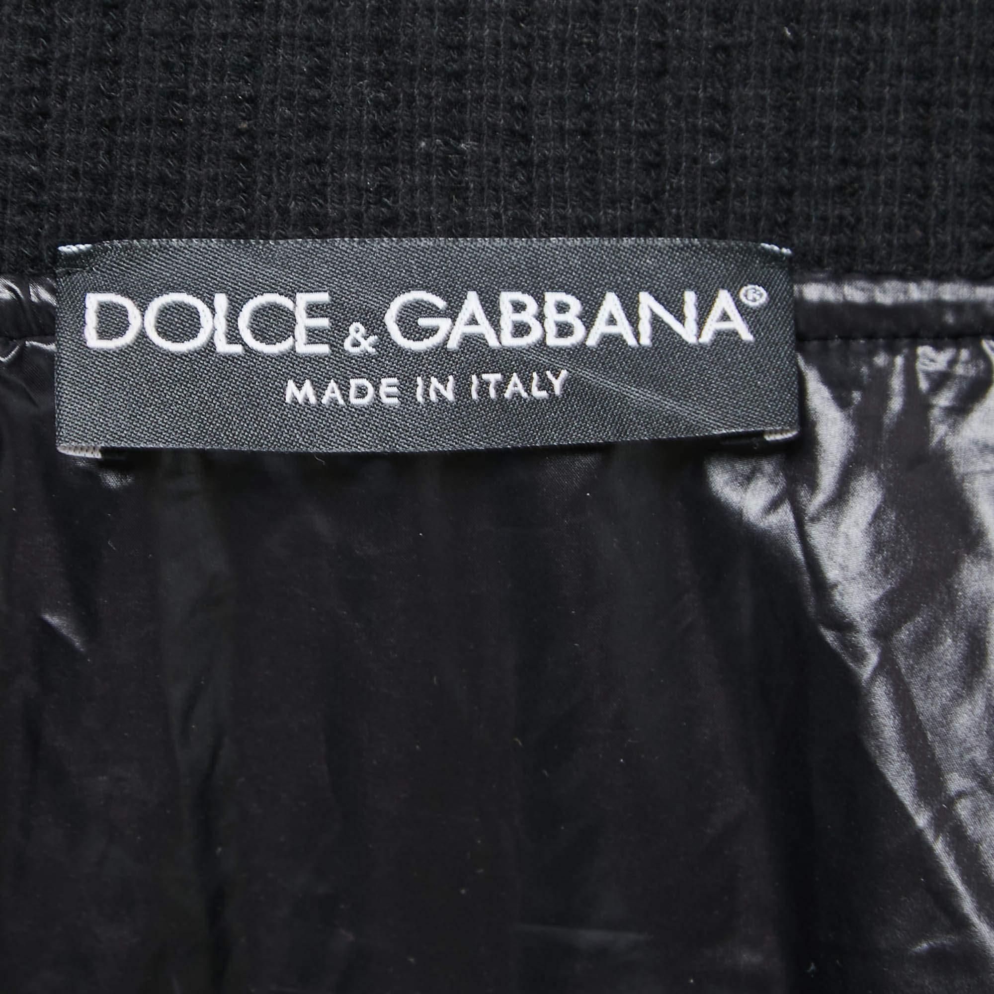 Men's Dolce & Gabbana Black Quilted Nylon Bomber Jacket L