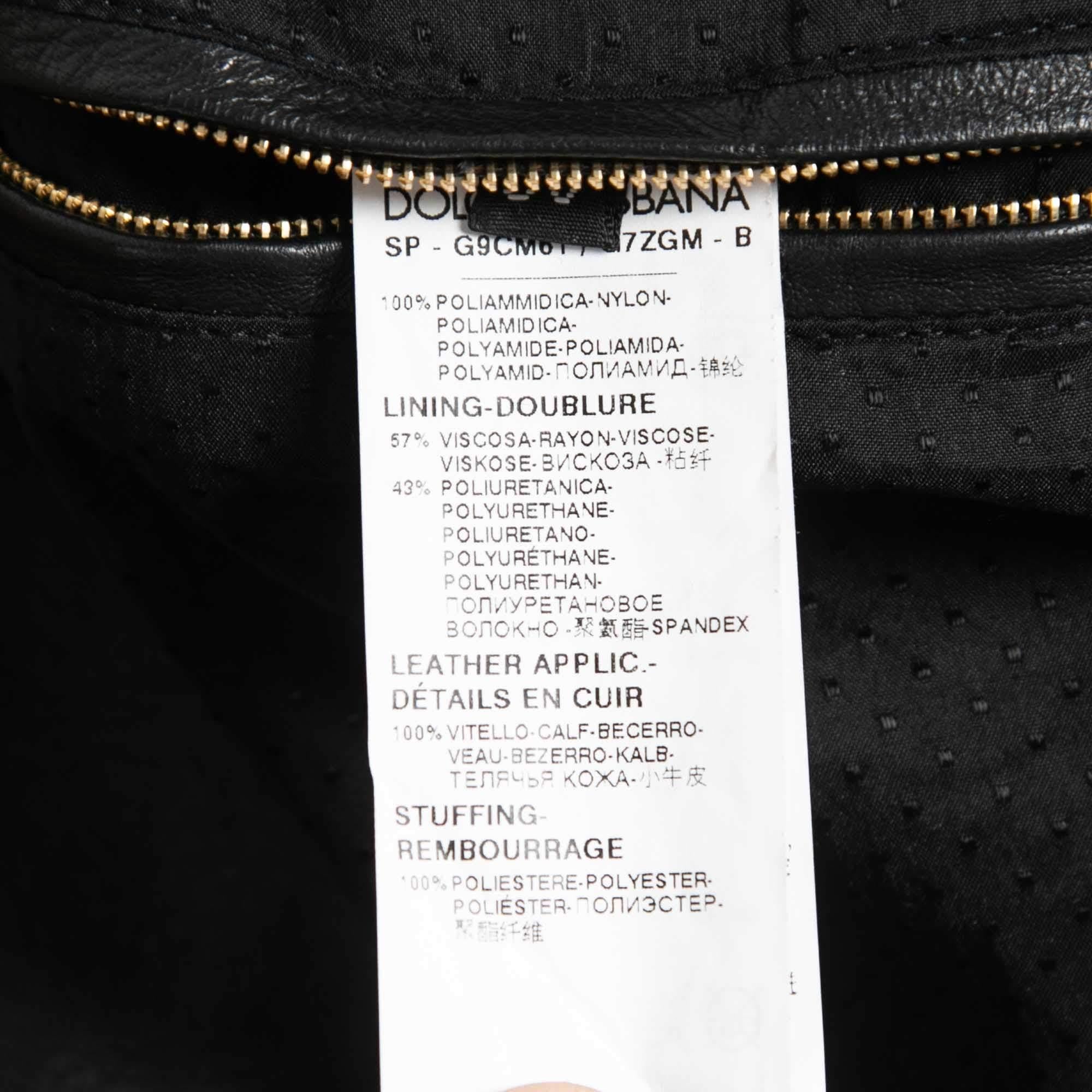 Men's Dolce & Gabbana Black Quilted Nylon Zip Front Bomber Jacket L