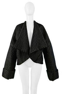 Dolce & Gabbana Black Quilted Rhombus Stitch Kimono Jacket 1994-95