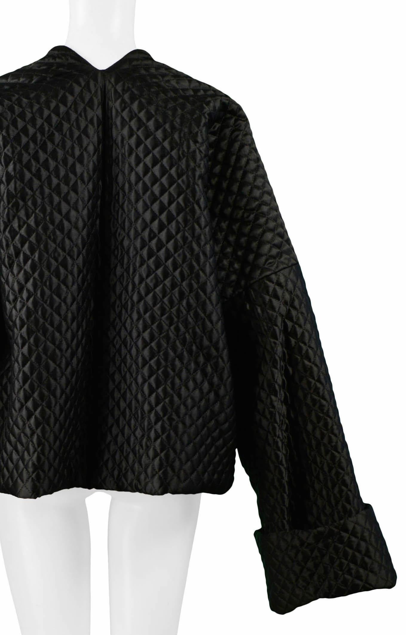 Dolce & Gabbana Black Quilted Rhombus Stitch Kimono Jacket 1994-95 In Excellent Condition In Los Angeles, CA