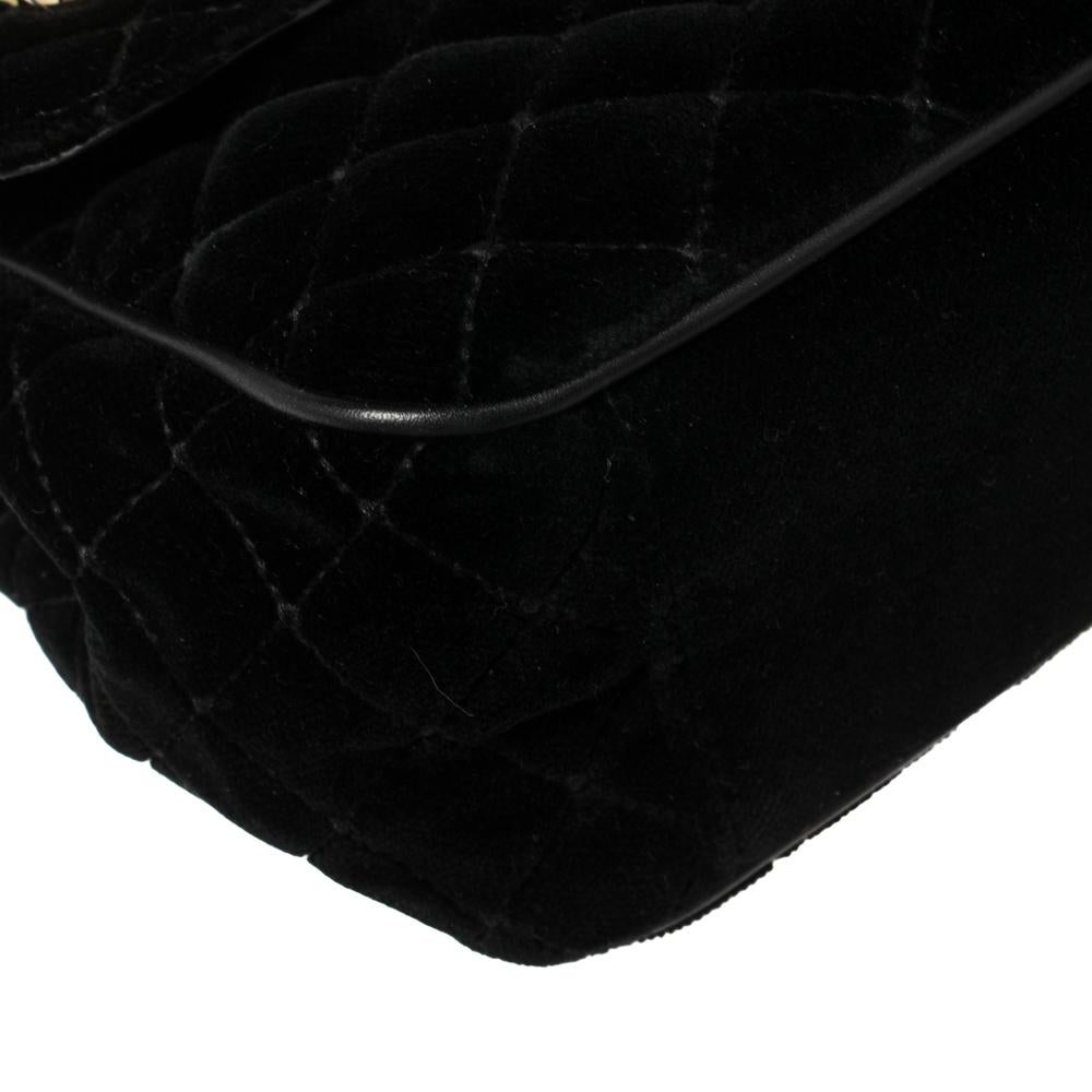 Dolce & Gabbana Black Quilted Velvet Lucia Embellished Shoulder Bag 2