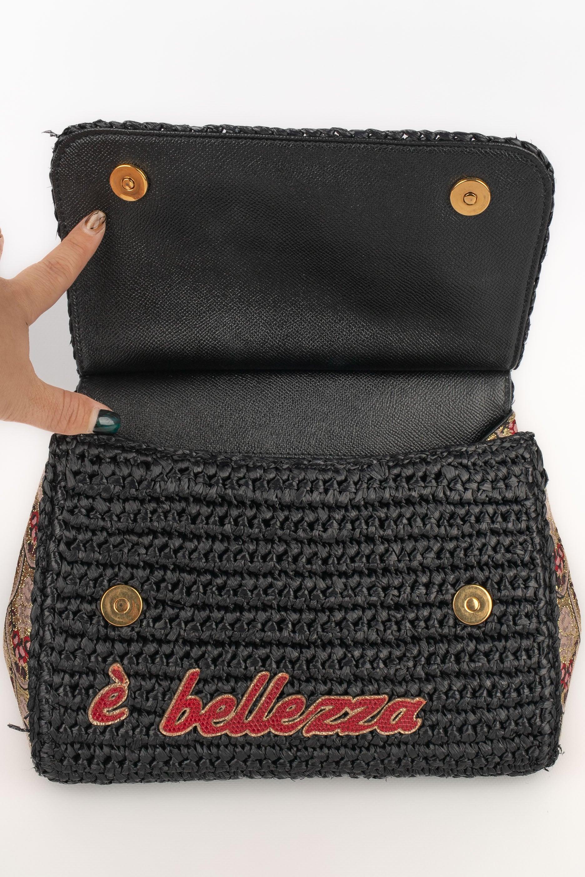 Dolce & Gabbana Black Raffia Bag, 2018 For Sale 4