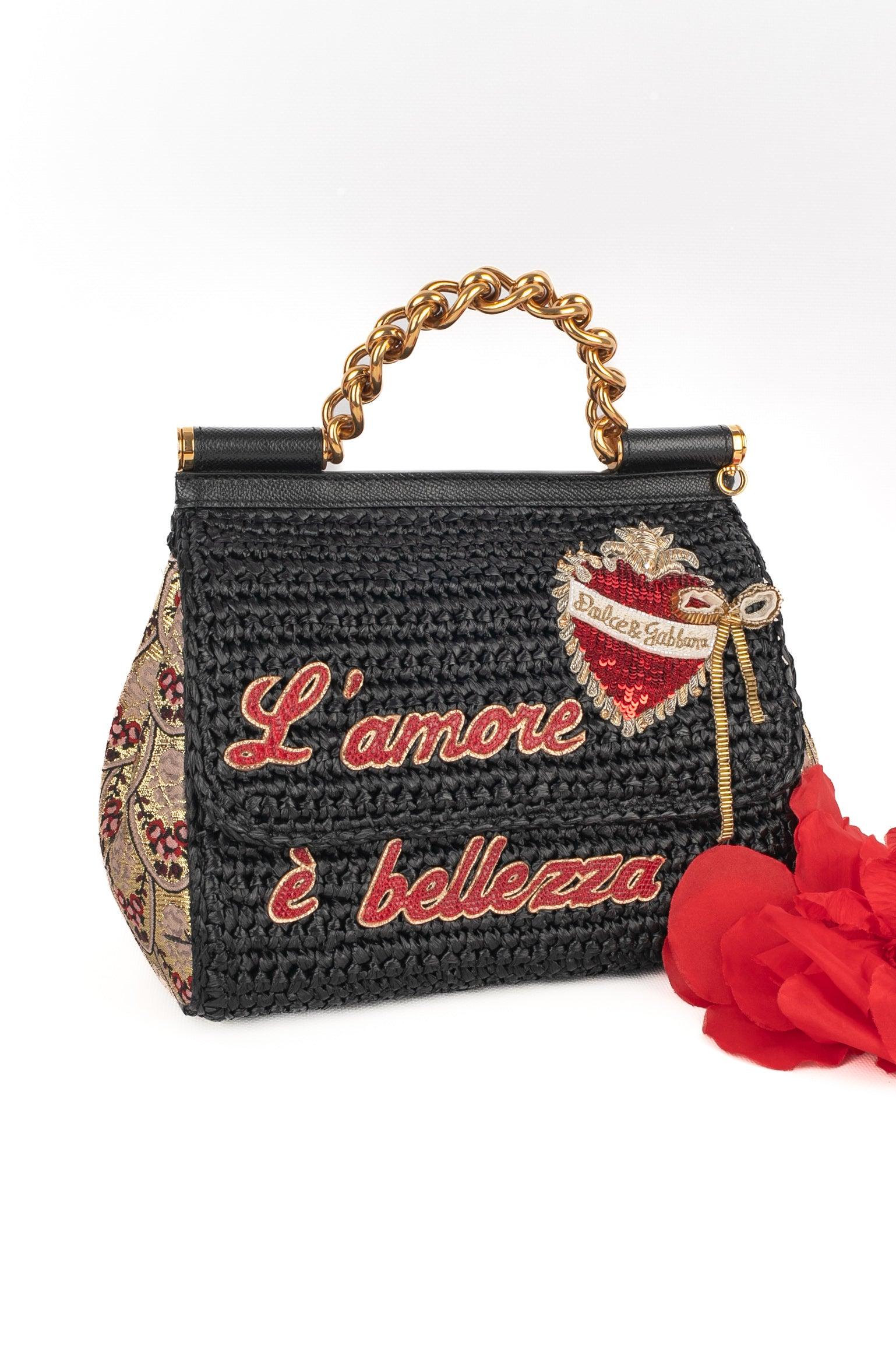 Dolce & Gabbana Black Raffia Bag, 2018 For Sale 8