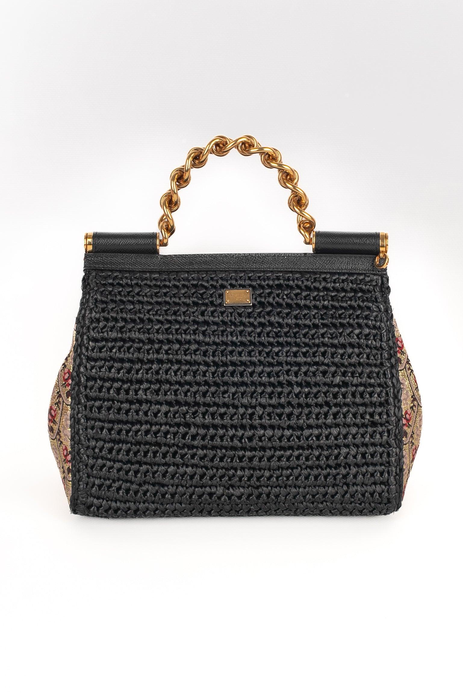 Beige Dolce & Gabbana Black Raffia Bag, 2018 For Sale