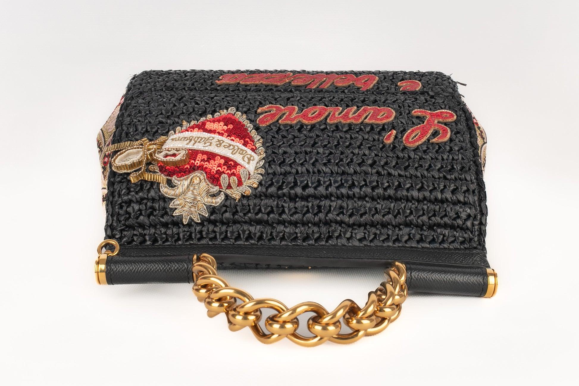 Women's Dolce & Gabbana Black Raffia Bag, 2018 For Sale