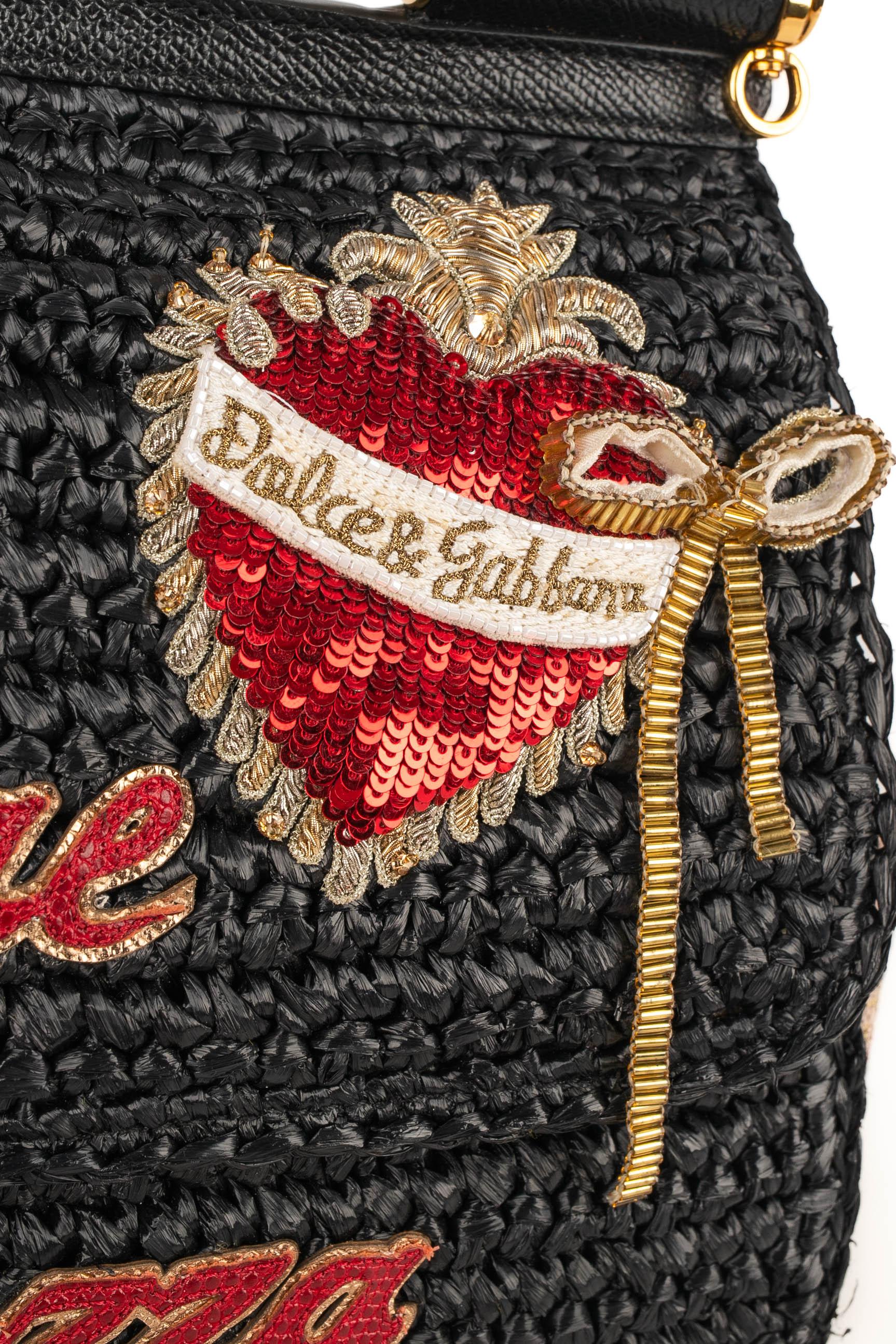 Dolce & Gabbana Black Raffia Bag, 2018 For Sale 1